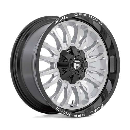 Fuel 1PC D798 ARC, 20X9, 8X180, ET1, CB124.2, SILVER BRUSH FACE W/ BLK LIP