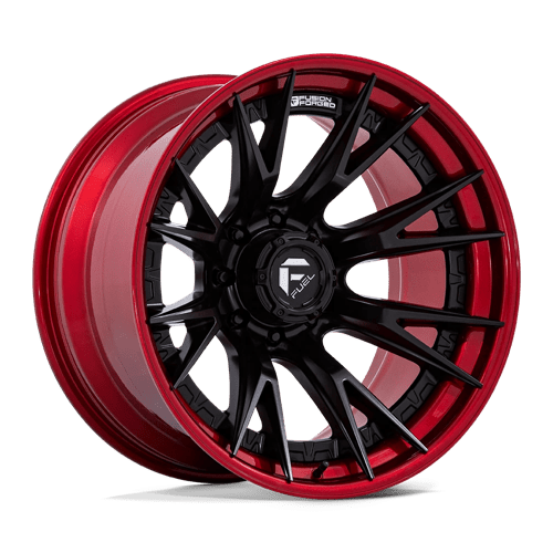 Fuel 1PC FC402 CATALYST, 22X10, 8X180, ET-18, CB124.2, MATTE BLACK W/ CANDY RED LIP