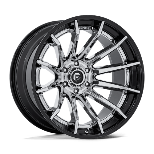 Fuel 1PC FC403 BURN, 20X10, 5X127, ET-18, CB71.5, CHROME W/ GLOSS BLACK LIP