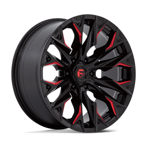 Fuel 1PC D823 FLAME, 20X9, 6X135, ET1, CB87.1, GLOSS BLACK MILL W/ CANDY RED