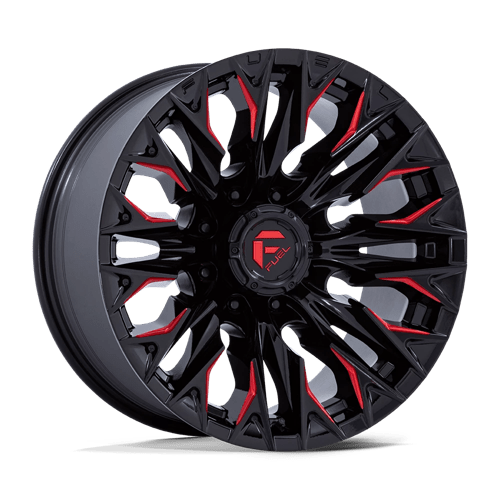 Fuel 1PC D823 FLAME, 20X9, 8X180, ET1, CB124.2, GLOSS BLACK MILL W/ CANDY RED