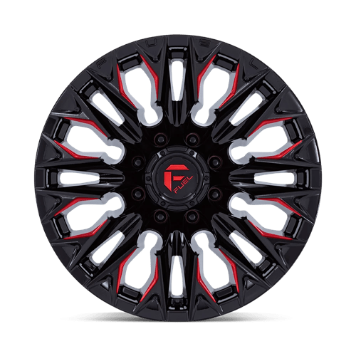 Fuel 1PC D823 FLAME, 20X9, 8X170, ET20, CB125.1, GLOSS BLACK MILL W/ CANDY RED