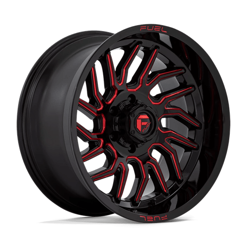 Fuel 1PC D808 HURRICANE, 20X10, 6X135, ET-18, CB87.1, GLOSS BLACK MILLED RED TINT