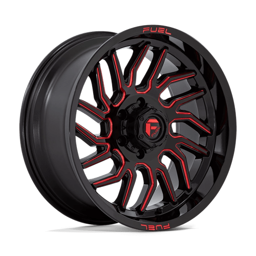 Fuel 1PC D808 HURRICANE, 20X9, 6X139.7, ET1, CB106.1, GLOSS BLACK MILLED RED TINT