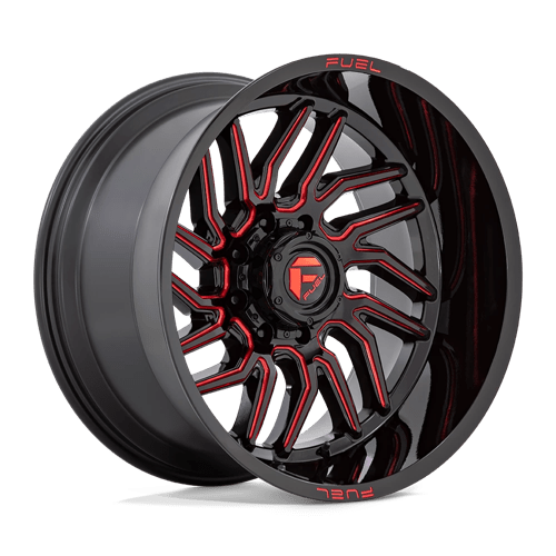Fuel 1PC D808 HURRICANE, 22X12, 5X139.7, ET-44, CB78.1, GLOSS BLACK MILLED RED TINT