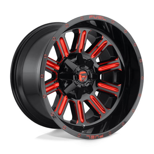 Fuel 1PC D621 HARDLINE, 18X9, 5X114.3/5X127, ET-12, CB78.1, GLOSS BLACK RED TINTED CLEAR