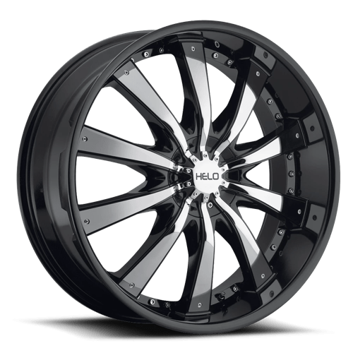 Helo HE875, 20X8.5, 6X132/6X139.7, ET38, CB78.1, GLOSS  BLACK W/ CHROME ACCENTS