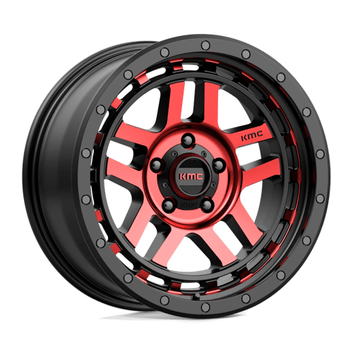 KMC KM540 RECON, 18X8.5, 5X127, ET0, CB78.1, GLOSS BLACK MACH W/ RED TINT