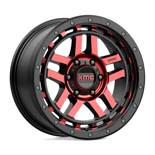 KMC KM540 RECON, 18X8.5, 6X139.7, ET18, CB106.1, GLOSS BLACK MACH W/ RED TINT