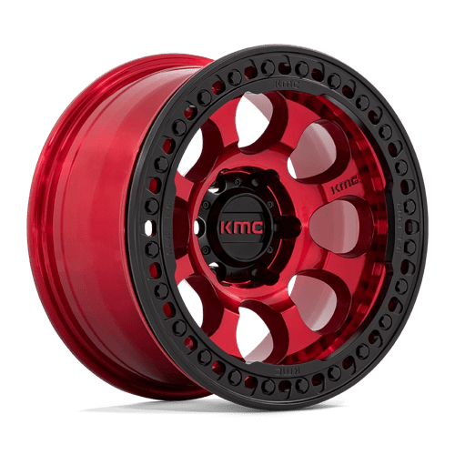 KMC KM237 RIOT BEADLOCK, 17X9, 6X139.7, ET-38, CB108, CANDY RED W/ SATIN BLACK RING