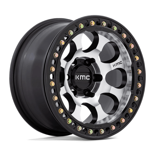 KMC KM237 RIOT BEADLOCK, 17X9, 6X139.7, ET-38, CB108, MACH SATIN BLACK WINDOW & RING