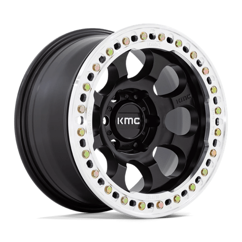 KMC KM237 RIOT BEADLOCK, 17X8.5, 5X127, ET0, CB71.5, SATIN BLACK W/ MACHINED RING