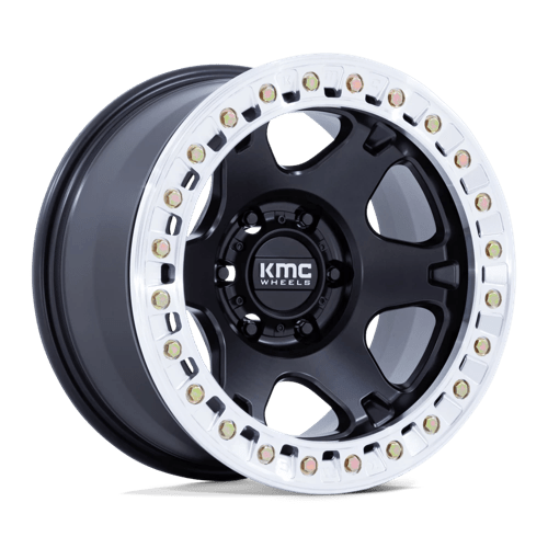 KMC KM238 VI BEADLOCK, 17X9, 5X127, ET-12, CB71.5, SATIN BLACK W/ MACHINED RING