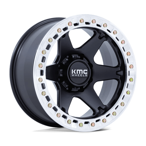KMC KM238 VI BEADLOCK, 20X10, 5X127, ET-48, CB71.5, SATIN BLACK W/ MACHINED RING