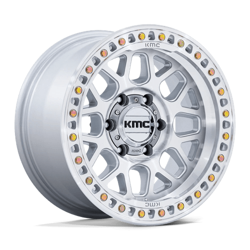 KMC KM549 GRS, 18X8.5, 6X139.7, ET0, CB106.1, GLOSS SILVER W/ MACHINED FACE