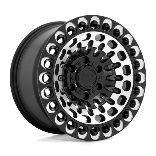 Black Rhino Hard Alloys LABYRINTH, 17X9.5, 6X139.7, ET12, CB112.1, GLOSS BLACK W MACH FACE & MILL 1795LBY126140B12
