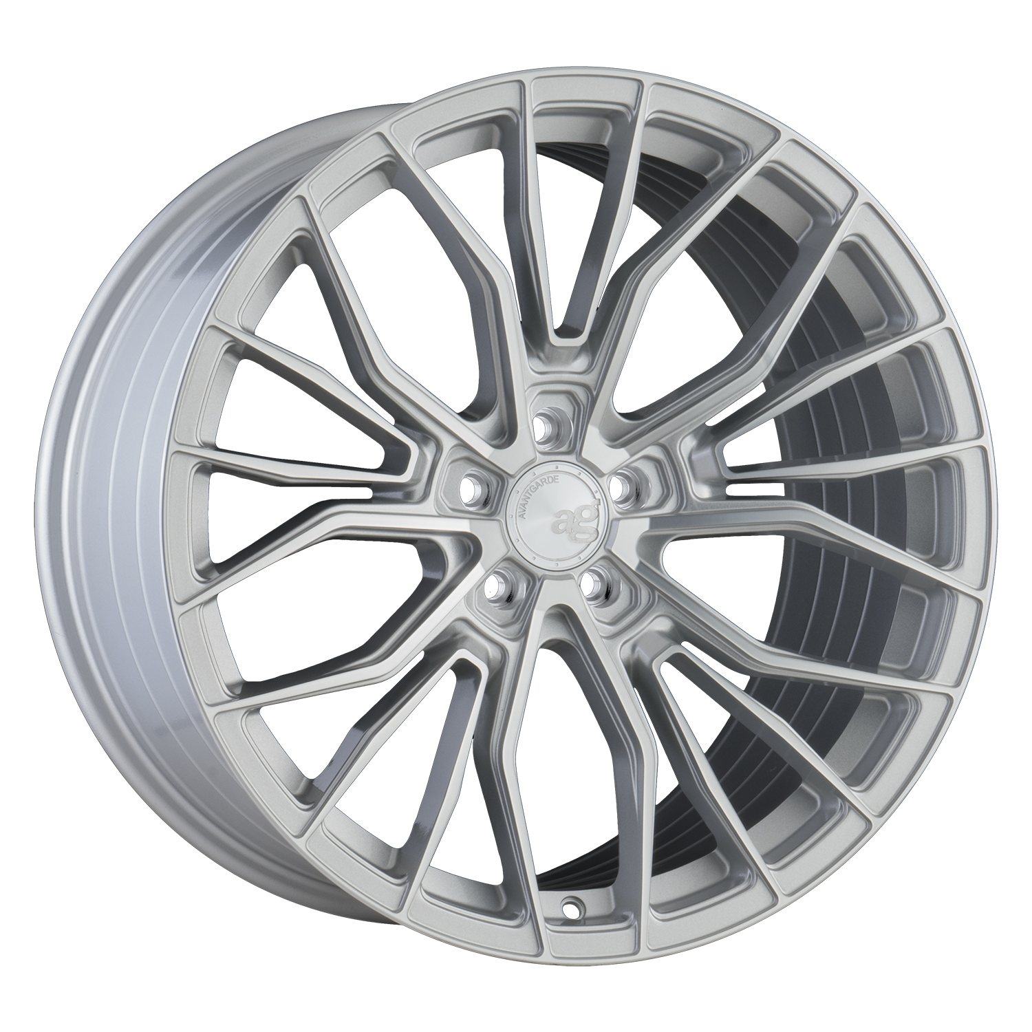 Avant Garde M570-R, Flat Concave Profile, 19x8.5, 5x100 to 5x132, ET15 to 45, CB54.1 to 84.1, Silver Machined