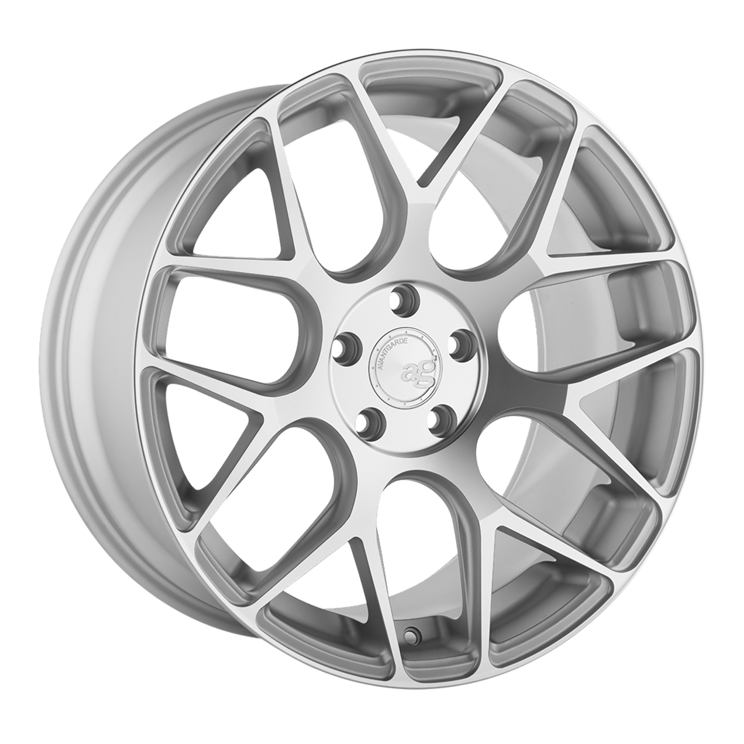 Avant Garde M590, Flat Concave Profile, 19x8.5, 5x100 to 5x132, ET15 to 45, CB54.1 to 84.1, Satin Silver