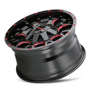 Mayhem Warrior 8015, 17X9, 6X135/6X139.7, ET18, CB106, Black W/Prism Red - 8015-7937BTR18