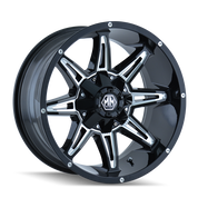 Mayhem Rampage 8090, 20X9, 8X180, ET0, CB124.1, Black/Milled Spokes - 8090-2978M