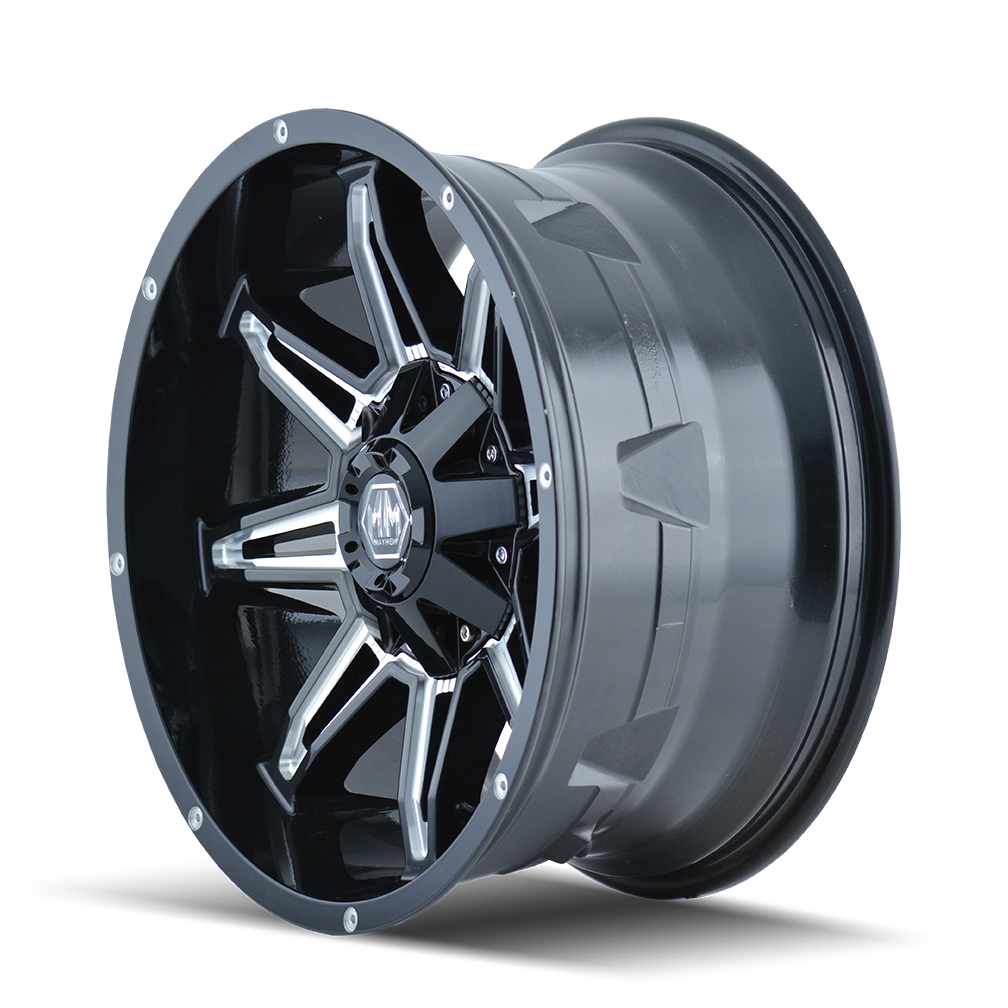 Mayhem Rampage 8090, 20X9, 8X180, ET0, CB124.1, Black/Milled Spokes - 8090-2978M