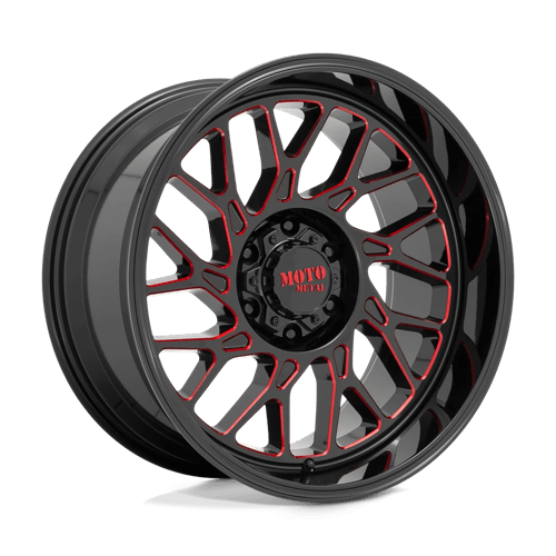 Moto Metal MO805, 20X10, 8X170, ET-18, CB125.1, GLOSS BLACK MILLED W/ RED TINT