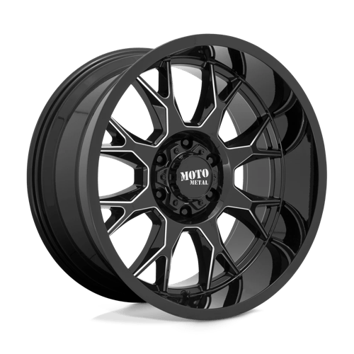 Moto Metal MO806, 20X10, 8X180, ET-18, CB124.2, GLOSS BLACK MILLED