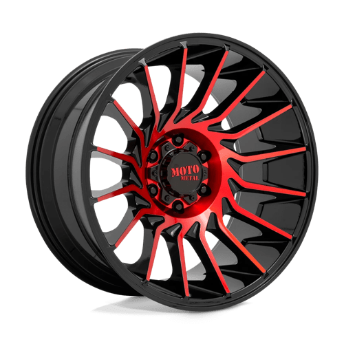 Moto Metal MO807, 22X10, 6X135, ET-18, CB87.1, GLOSS BLACK MACH W/ RED TINT