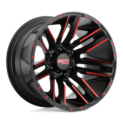 Moto Metal MO978 RAZOR, 20X10, 6X139.7, ET-24, CB106.1, SATIN BLACK MACH W/ RED TINT