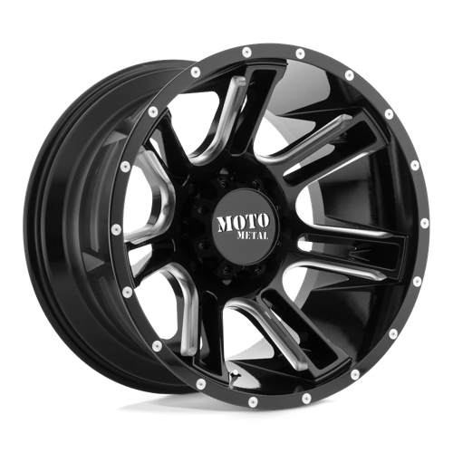 Moto Metal MO982 AMP, 20X9, 6X139.7, ET0, CB106.1, GLOSS BLACK MILLED