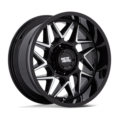 Moto Metal MO812 TURBINE, 20X10, 6X139.7, ET-18, CB106.1, GLOSS BLACK W/ MACHINED FACE