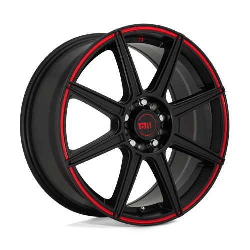 Motegi MR142 CS8, 16X7, 5X108/5X114.3, ET40, CB72.56, SATIN BLACK W/ RED STRIPE