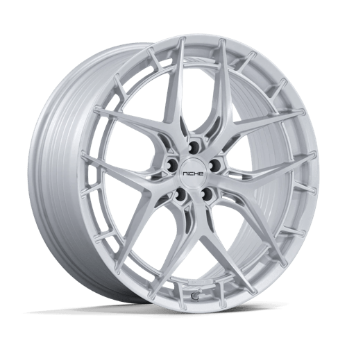 Niche 1PC NC286 RIVIERA, 20X9.5, 5X120, ET22, CB72.56, GLOSS SILVER W/ BRUSHED FACE