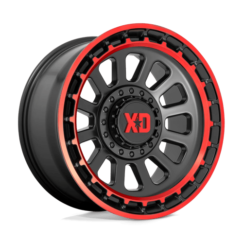XD XD856 OMEGA, 20X10, 8X165.1, ET-18, CB125.1, SATIN BLACK MACH LIP RED TINT
