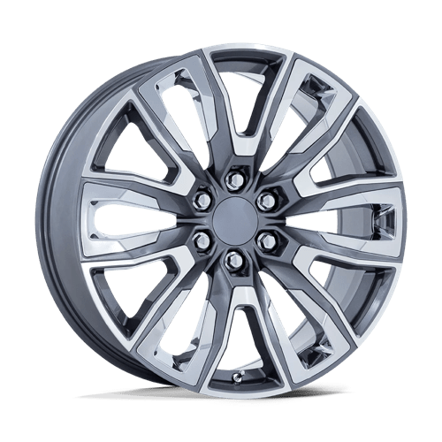 Performance Replicas PR225, 22X9, 6X139.7, ET28, CB78.1, GLOSS GUNMETAL MACH W/ CHR ACC