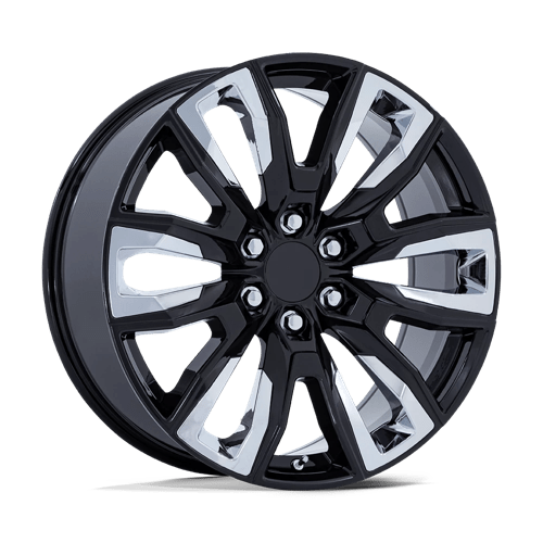 Performance Replicas PR225, 22X9, 6X139.7, ET28, CB78.1, GLOSS BLACK W/ CHROME ACCENTS