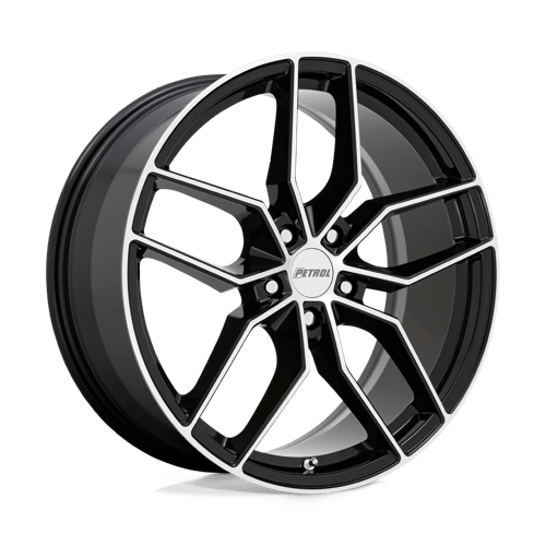 Petrol P5C, 18X8, 5X112, ET40, CB66.56, GLOSS BLACK W/ MACH CUT FACE