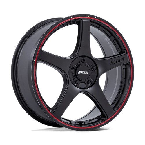 Petrol PE003 P2E, 17X8, 5X100/120, ET35, CB72.56, MATTE BLACK W/ RED LIP