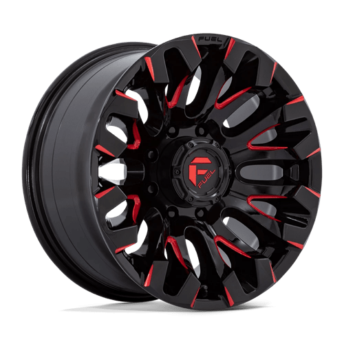 Fuel 1PC D829 QUAKE, 18X9, 8X180, ET1, CB124.2, GLOSS BLACK MILLED RED TINT