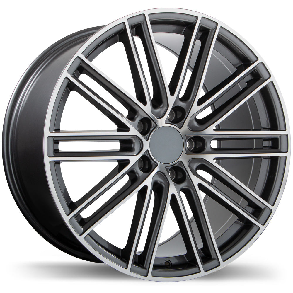 Replika R206, 20x8.5, 5x130, ET50, CB71.6, Gloss Gunmetal with Machined Face - R206-2085-53MG+50R716