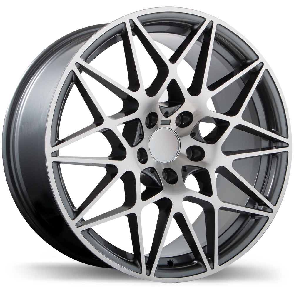 Replika R208, 19x8.5, 5x120, ET35, CB72.6, Gloss Gunmetal with Machined Face - R208-1985-12MG+35C726