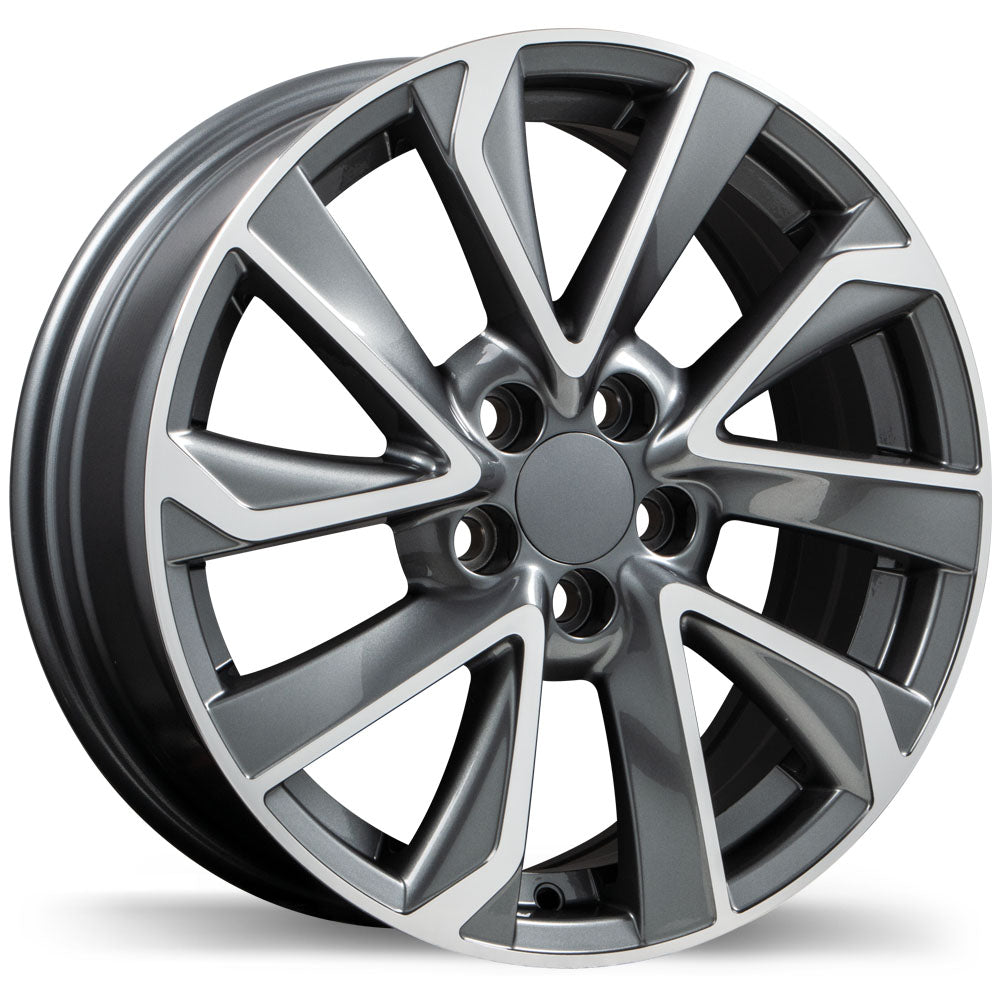 Replika R240, 16x6.5, 5x100, ET39, CB54.1, Gloss Gunmetal with Machined Face - R240-1665-80MG+39F541