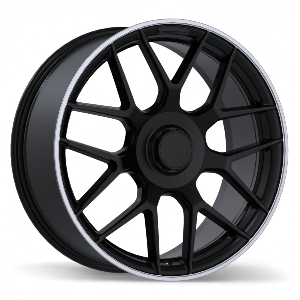Replika R272, 20x8.5, 5x112, ET48, CB66.5, Satin Black with Machined Lip - R272-2085-44BP+48R665