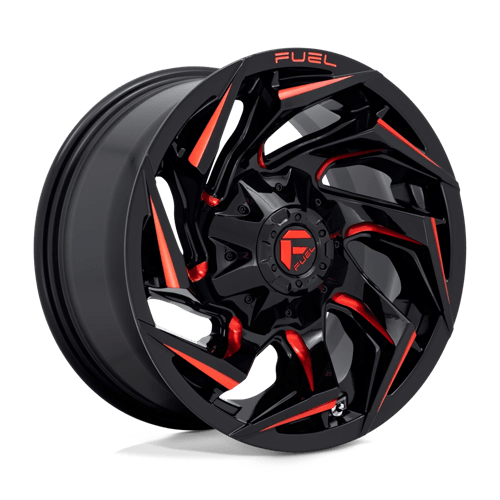 Fuel 1PC D755 REACTION, 22X10, 8X170, ET-18, CB125.1, GLOSS BLACK MILLED W/ RED TINT
