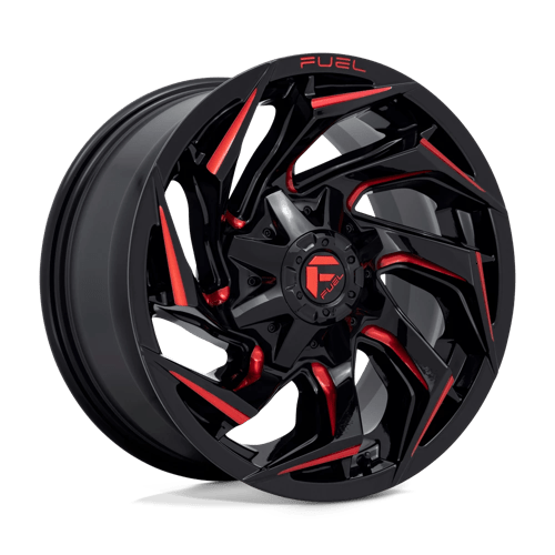 Fuel 1PC D755 REACTION, 18X9, 6X135/6X139.7, ET1, CB106.1, GLOSS BLACK MILLED W/ RED TINT