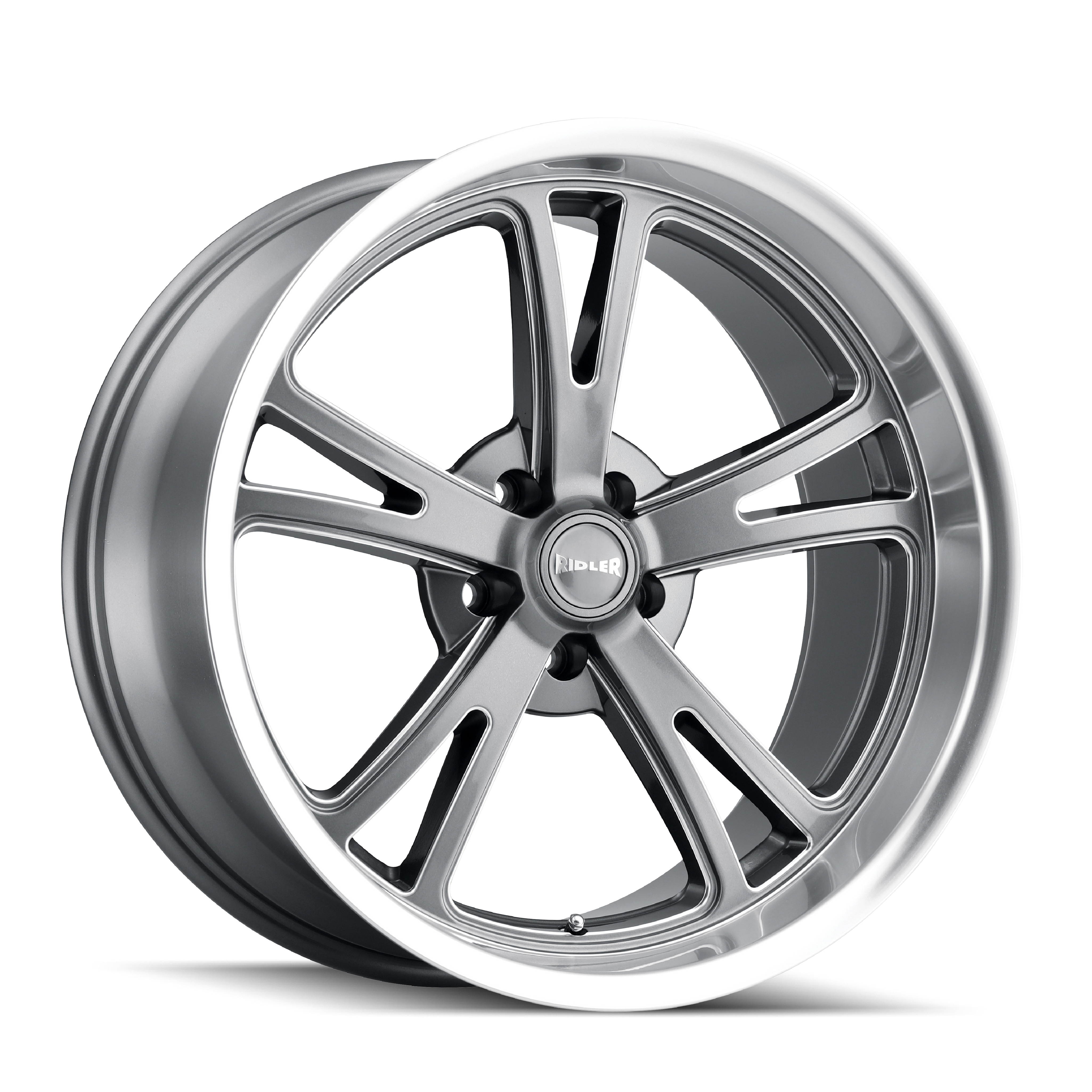 Ridler Type 606, 17X7, 5X120.65, ET0, CB83.82, Grey W/ Milled Spokes & Diamond Lip - 606-7761G