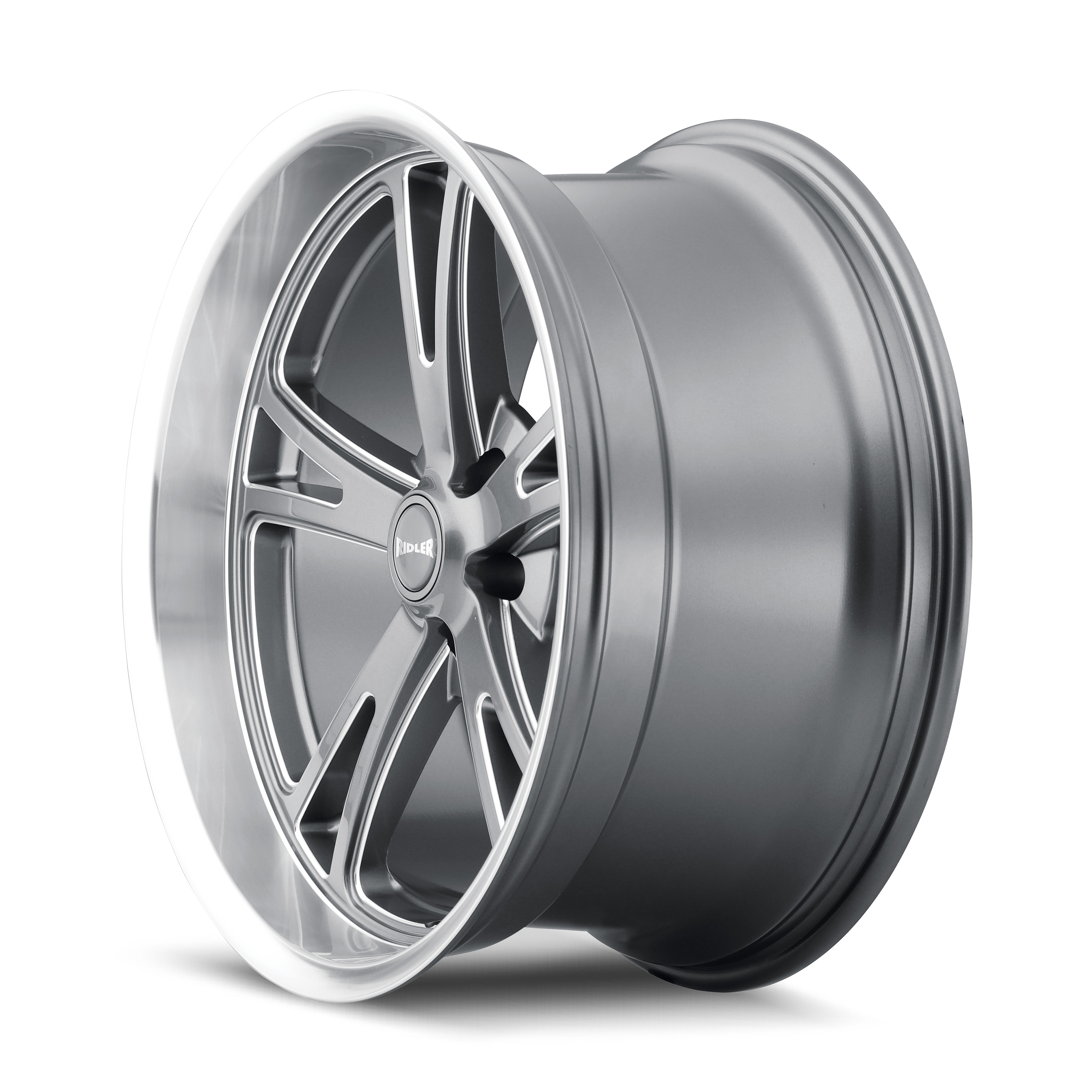 Ridler Type 606, 17X7, 5X120.65, ET0, CB83.82, Grey W/ Milled Spokes & Diamond Lip - 606-7761G
