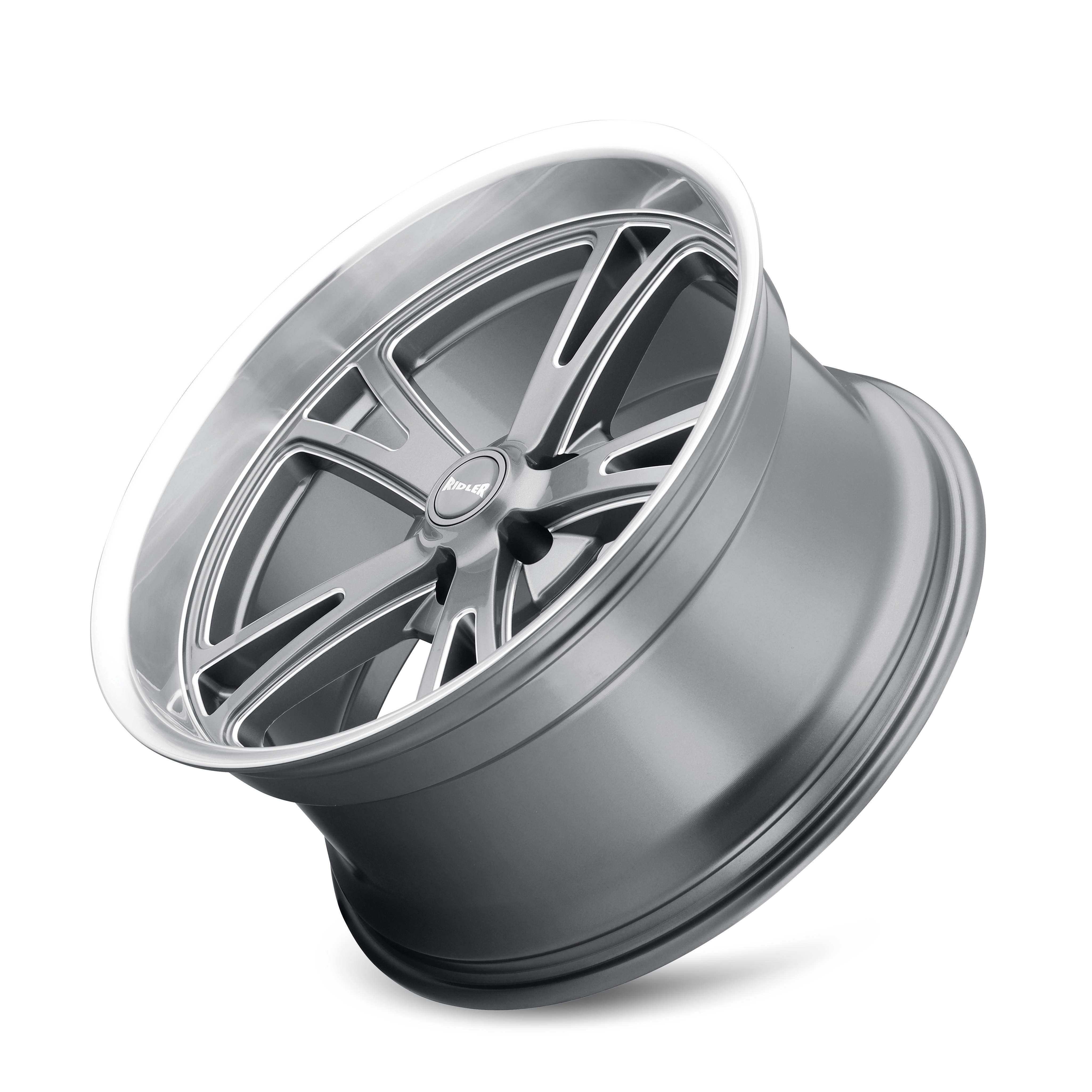 Ridler Type 606, 18X9.5, 5X127, ET0, CB83.82, Grey W/ Milled Spokes & Diamond Lip - 606-8973G
