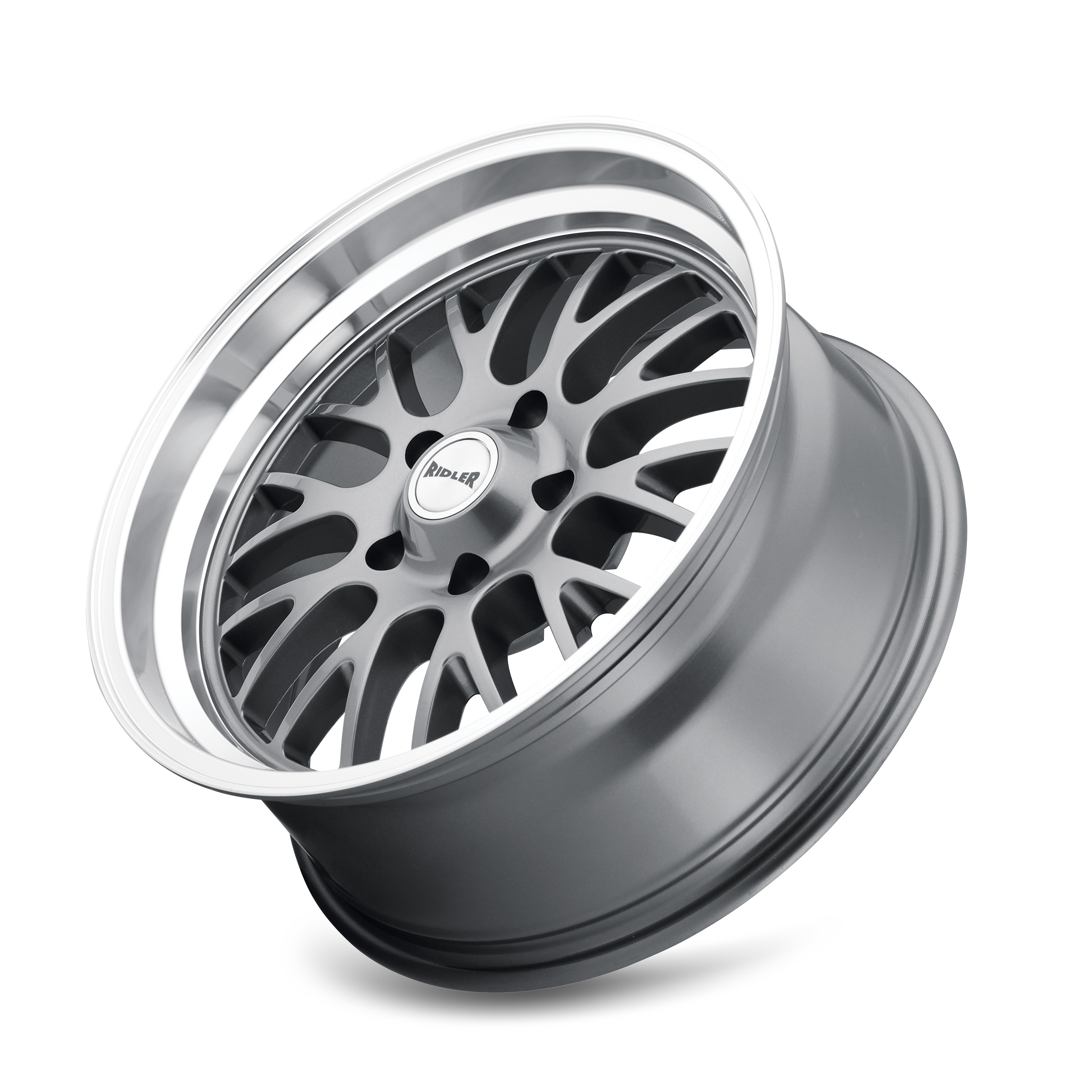 Ridler Type 607, 20X8.5, 5X120.65, ET0, CB83.82, Grey W/Machined Lip - 607-2861G