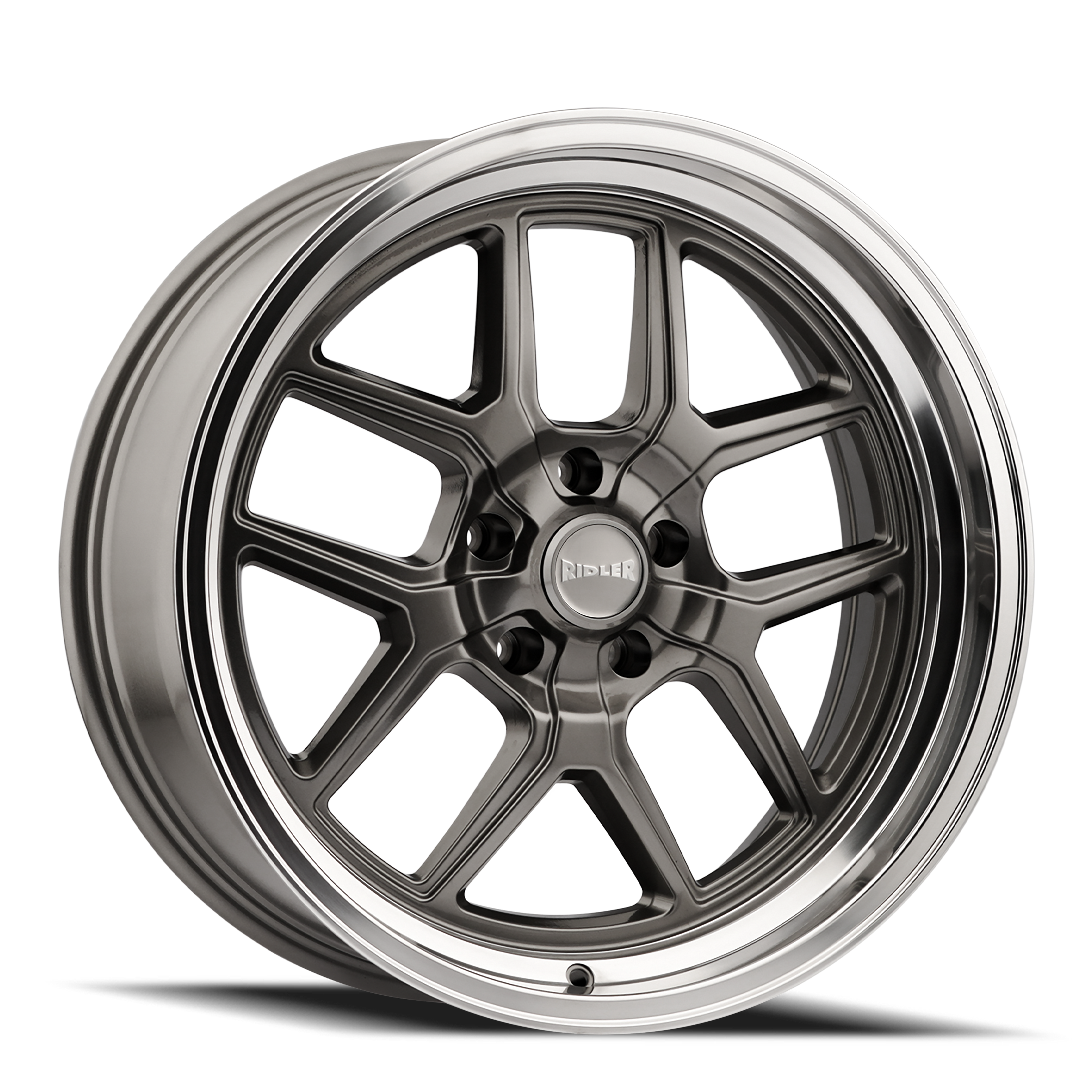 Ridler Type 610, 20X10, 5X120.65, ET0, CB83.82, Grey/Polished Lip - 610-2161G
